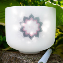 Load image into Gallery viewer, CSB432LF Lotus Flower Crystal Singing Bowl 9" Note A4 Brow