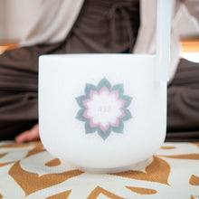 Load image into Gallery viewer, CSB432LF Lotus Flower Crystal Singing Bowl 9" Note A4 Brow
