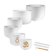 Load image into Gallery viewer, CSBSETOM6 Om Crystal Singing Bowl Set 6 pcs