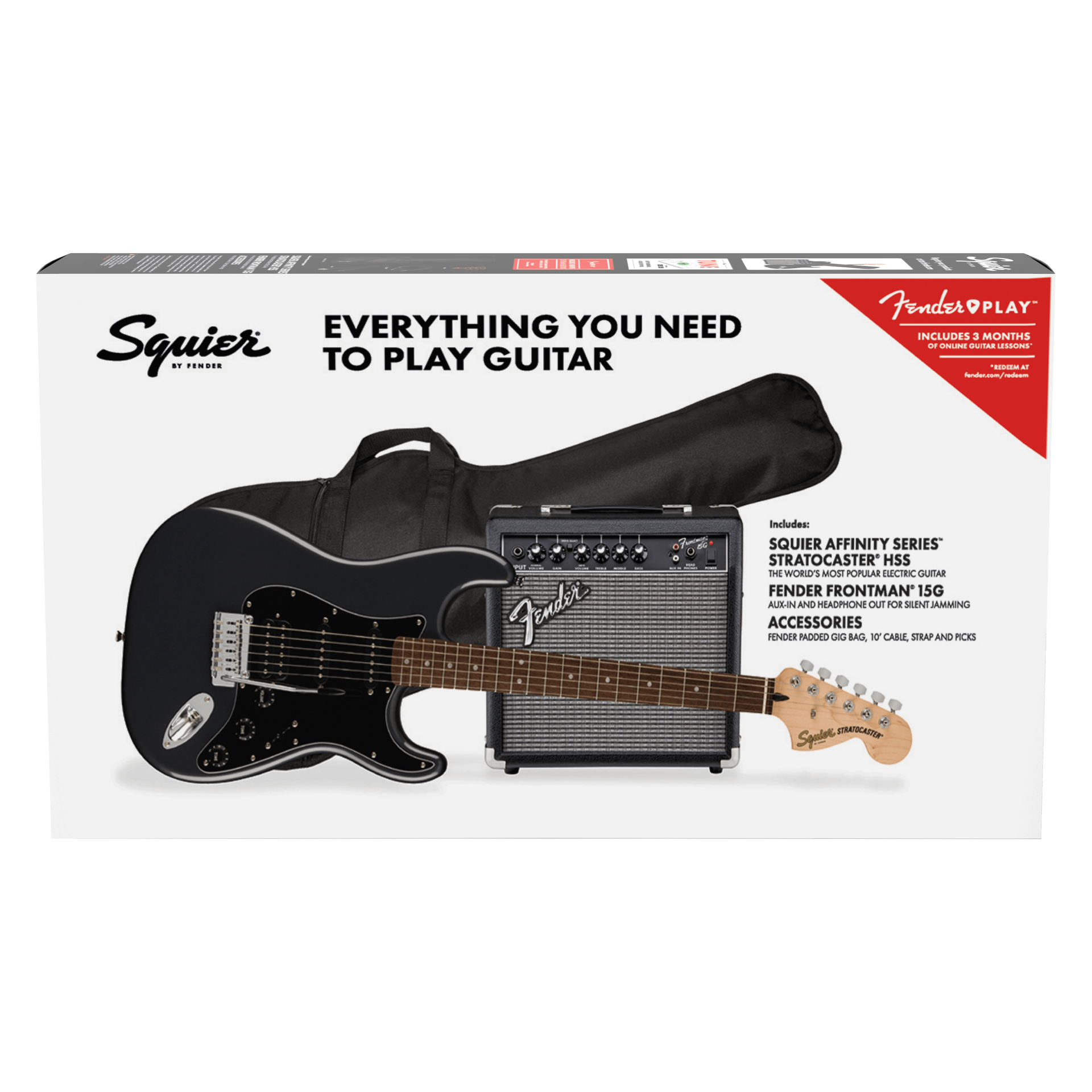 Squier by Fender - Affinity Series™ Stratocaster® HSS Pack Charcoal Frost Metallic - Musik Utan Gränser 