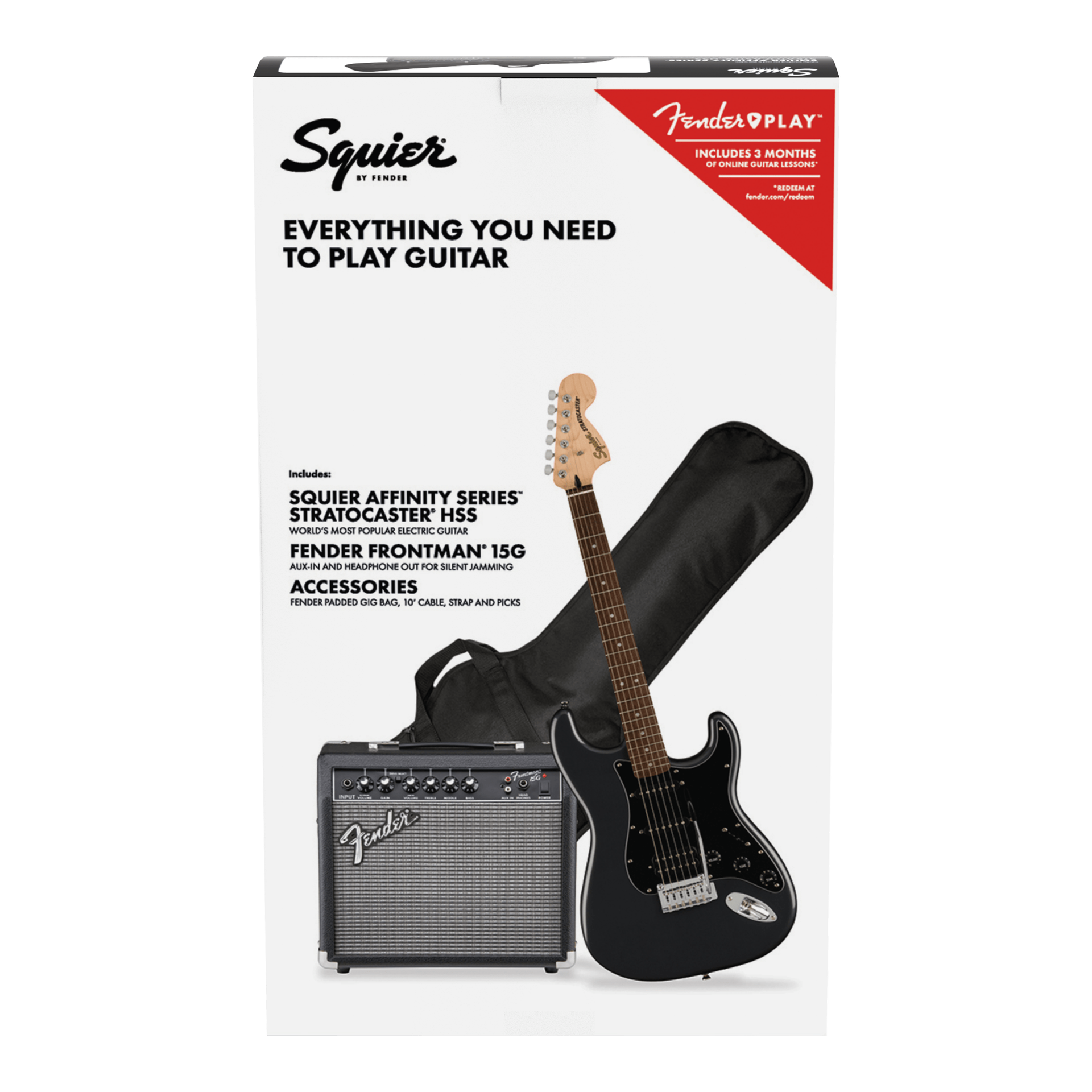 Squier by Fender - Affinity Series™ Stratocaster® HSS Pack Charcoal Frost Metallic - Musik Utan Gränser 