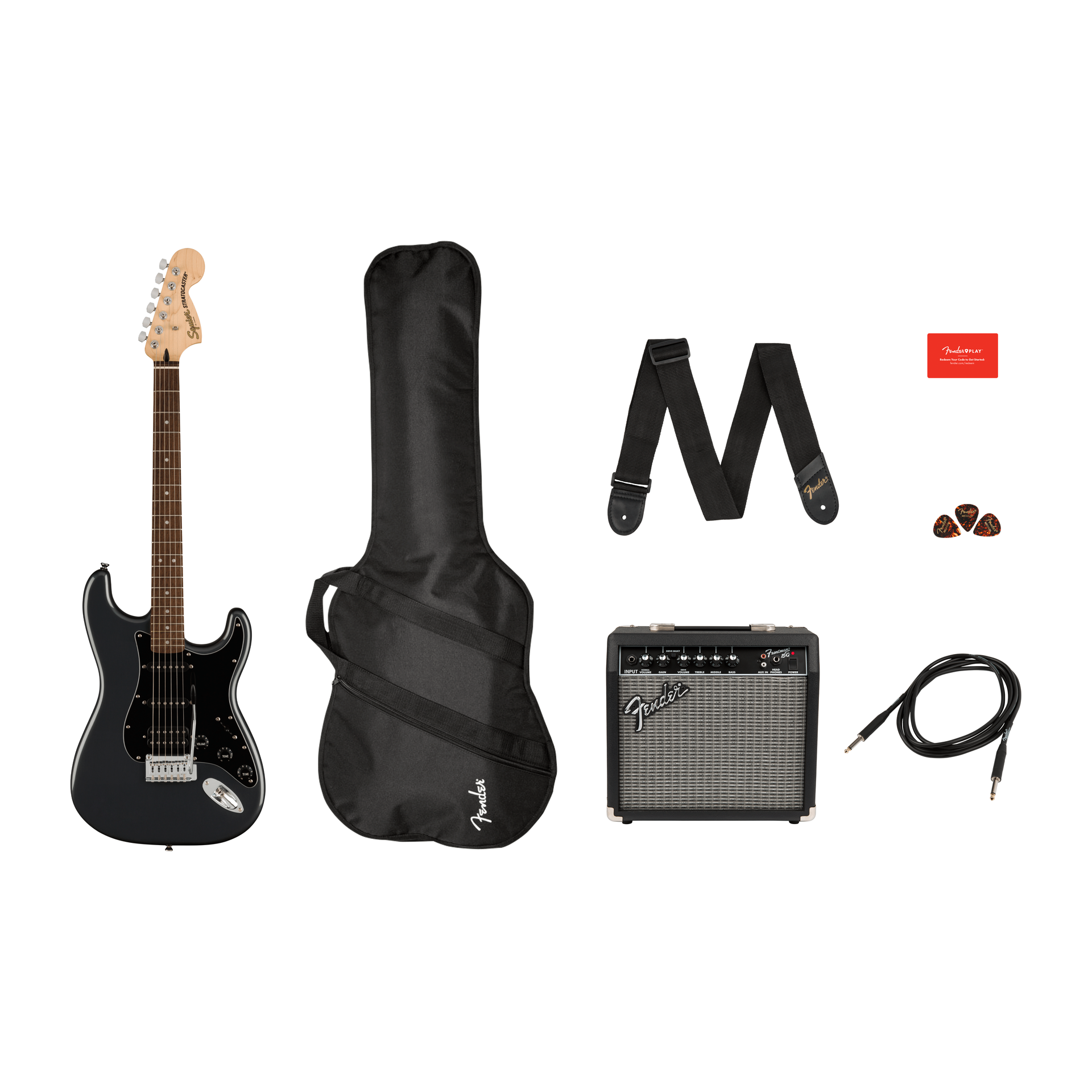 Squier by Fender - Affinity Series™ Stratocaster® HSS Pack Charcoal Frost Metallic - Musik Utan Gränser 
