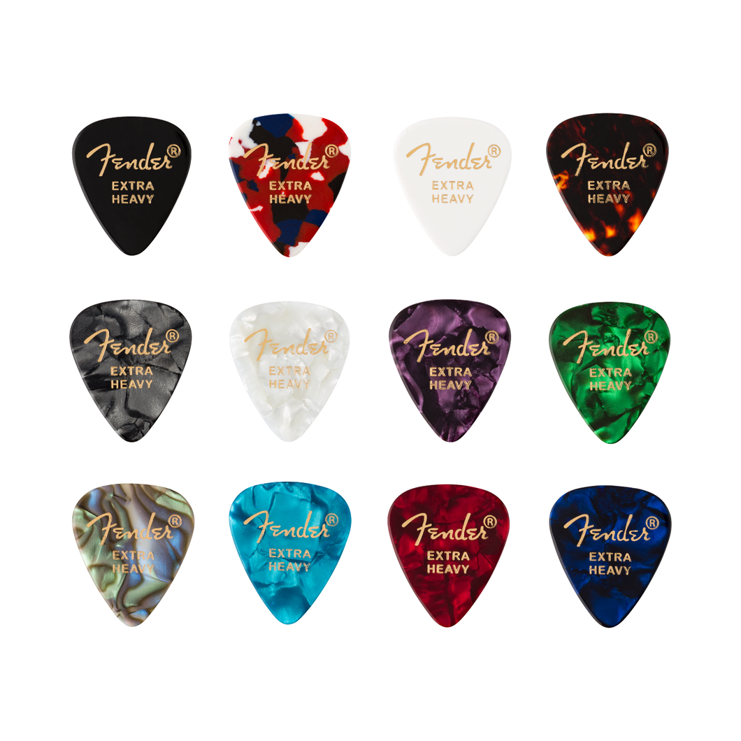Fender - Celluloid Medley 351 Shape 12 Pack Extra Heavy - Musik Utan Gränser 
