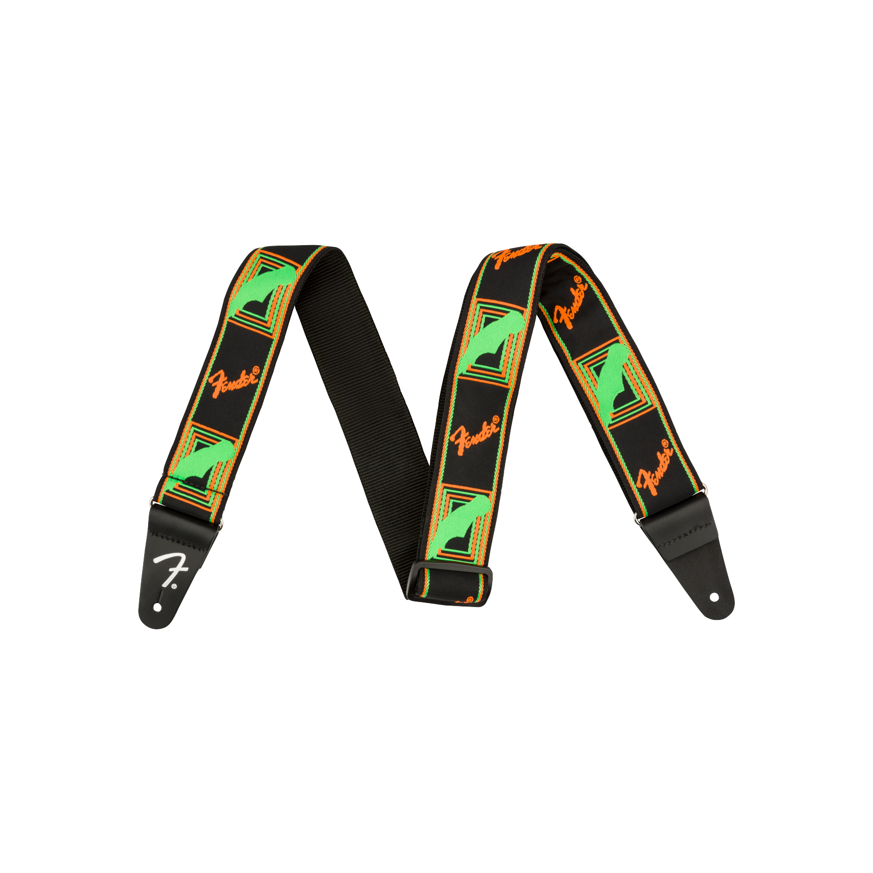 Neon Monogrammed Strap Green and Orange 2"