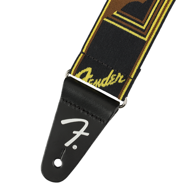Fender - WeighLess Monogram Strap Black/Yellow/Brown - Musik Utan Gränser 