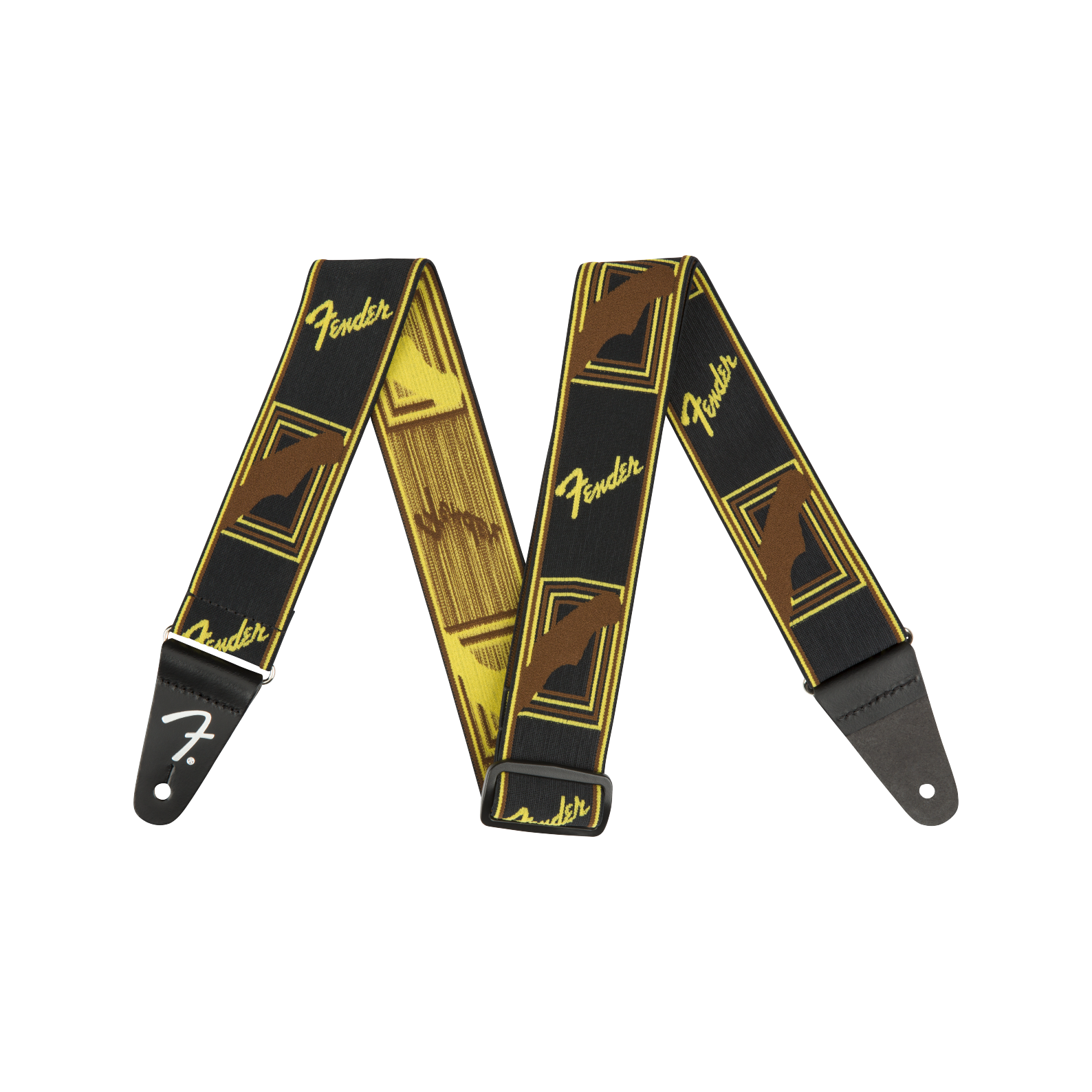 Fender - WeighLess Monogram Strap Black/Yellow/Brown - Musik Utan Gränser 