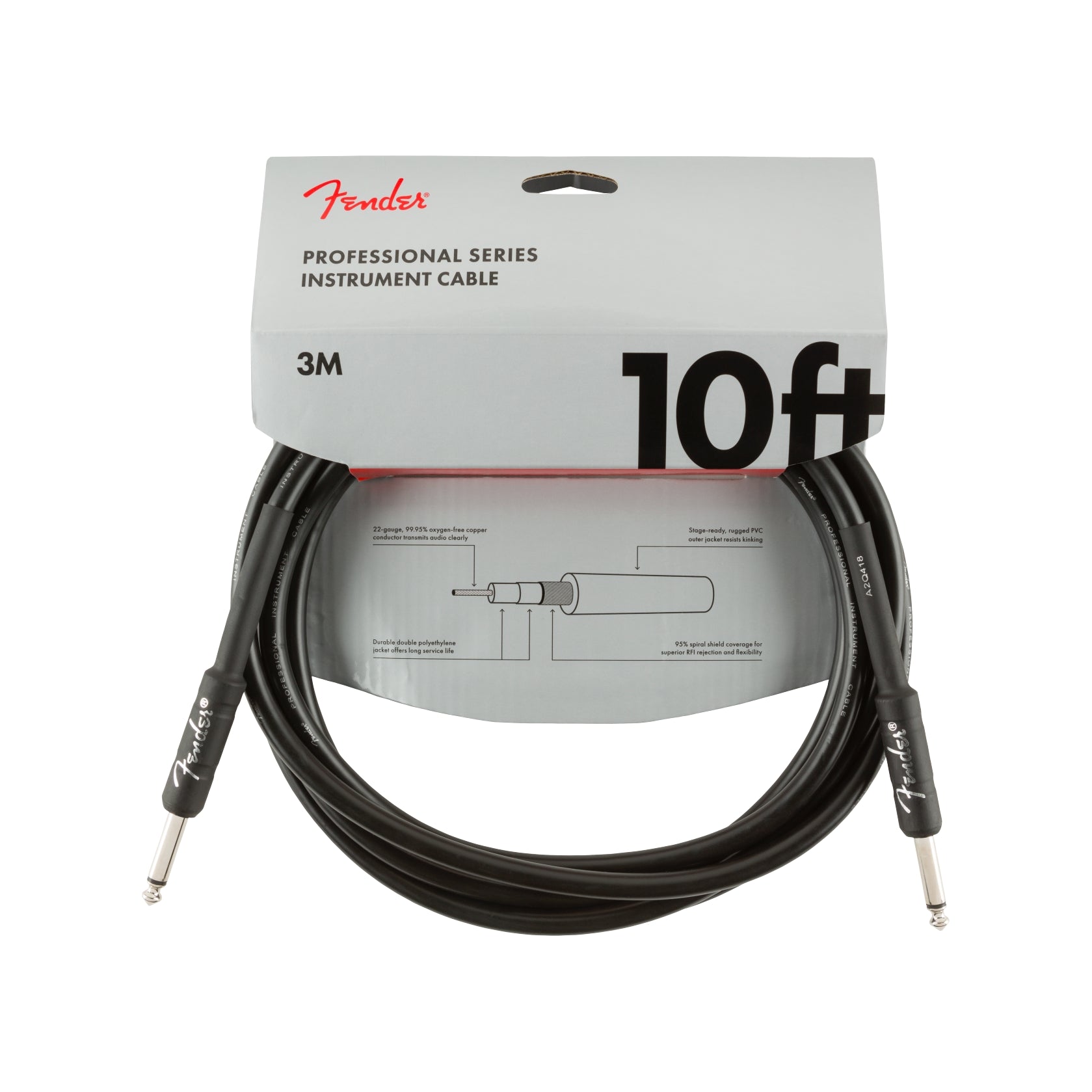 Professional Series Instrumentkabel rak/rak 10" 3m Svart