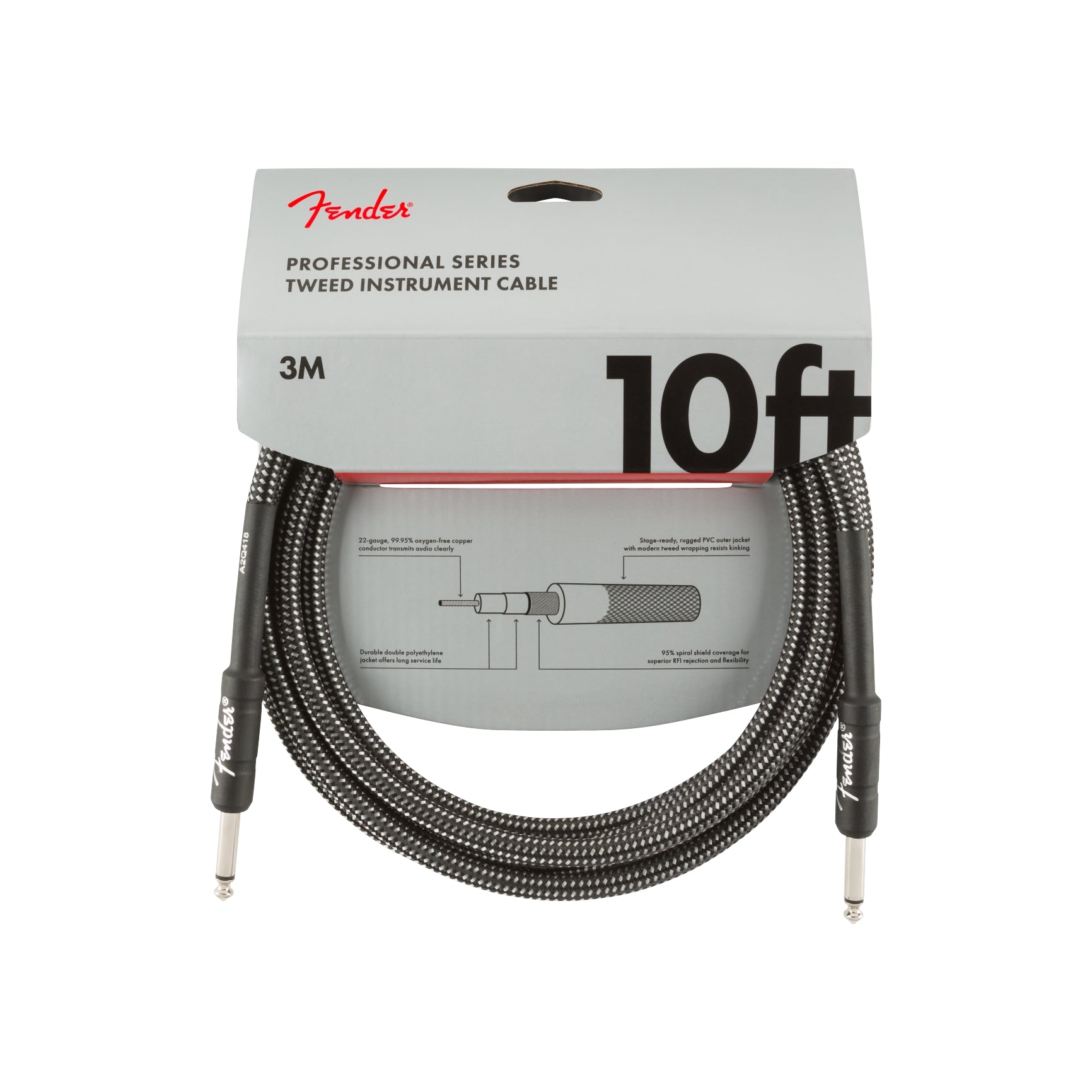 Professional Series Instrument Cables 10" Gray Tweed