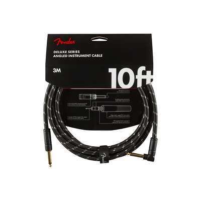Fender - Deluxe Series Instrument Cable Rak/vinklad 10' Black Tweed - Musik Utan Gränser 