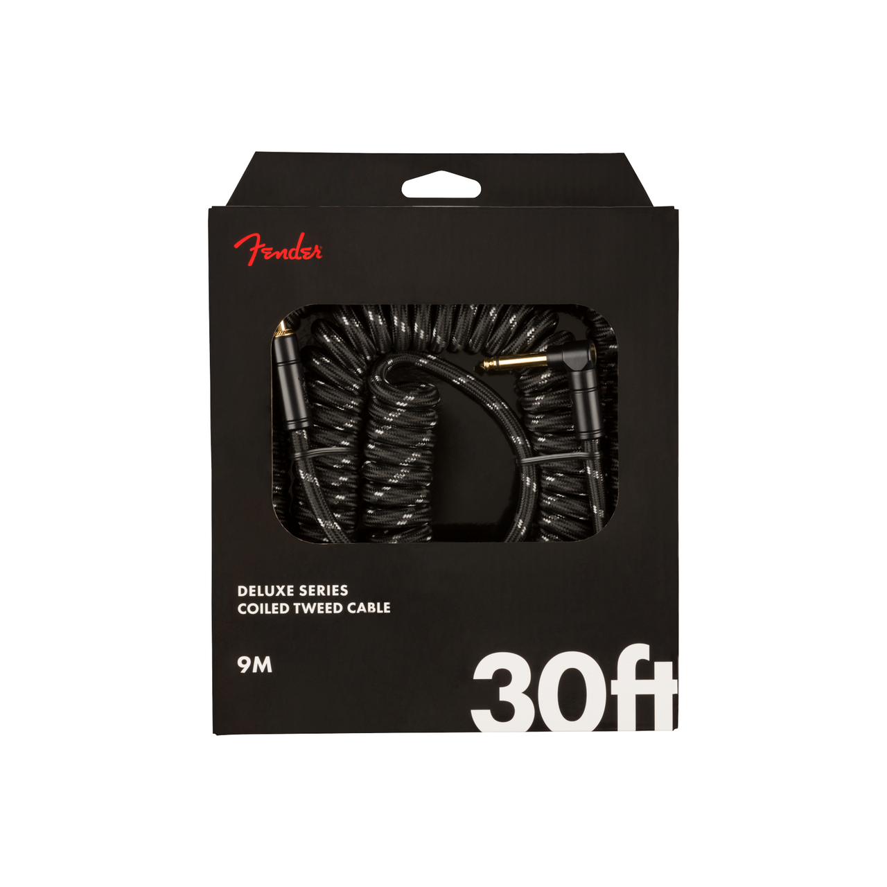 Fender - Deluxe Serie Spiralkabel black tweed 30ft rak/vinklad - Musik Utan Gränser 