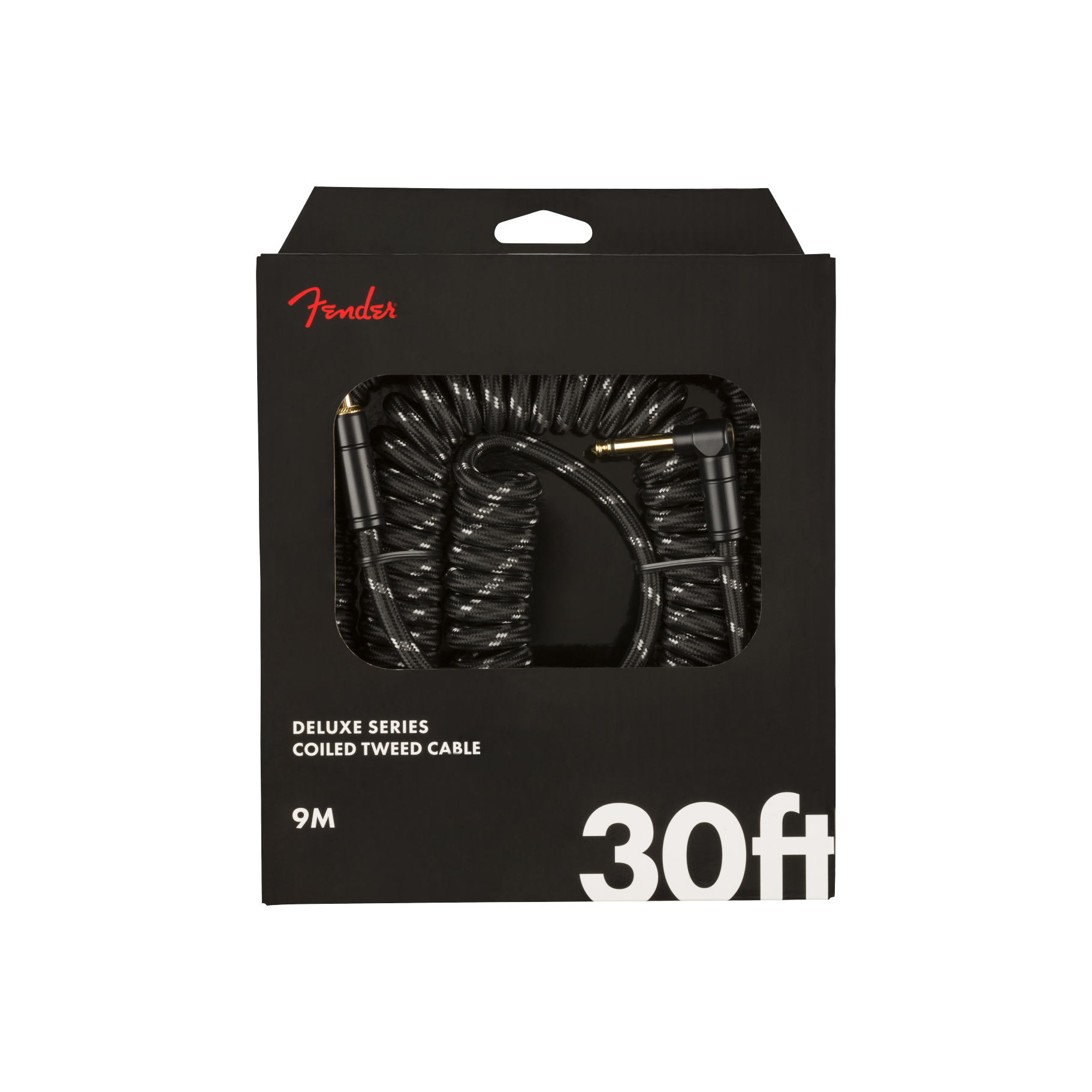 Fender - Deluxe Serie Spiralkabel black tweed 30ft rak/vinklad - Musik Utan Gränser 