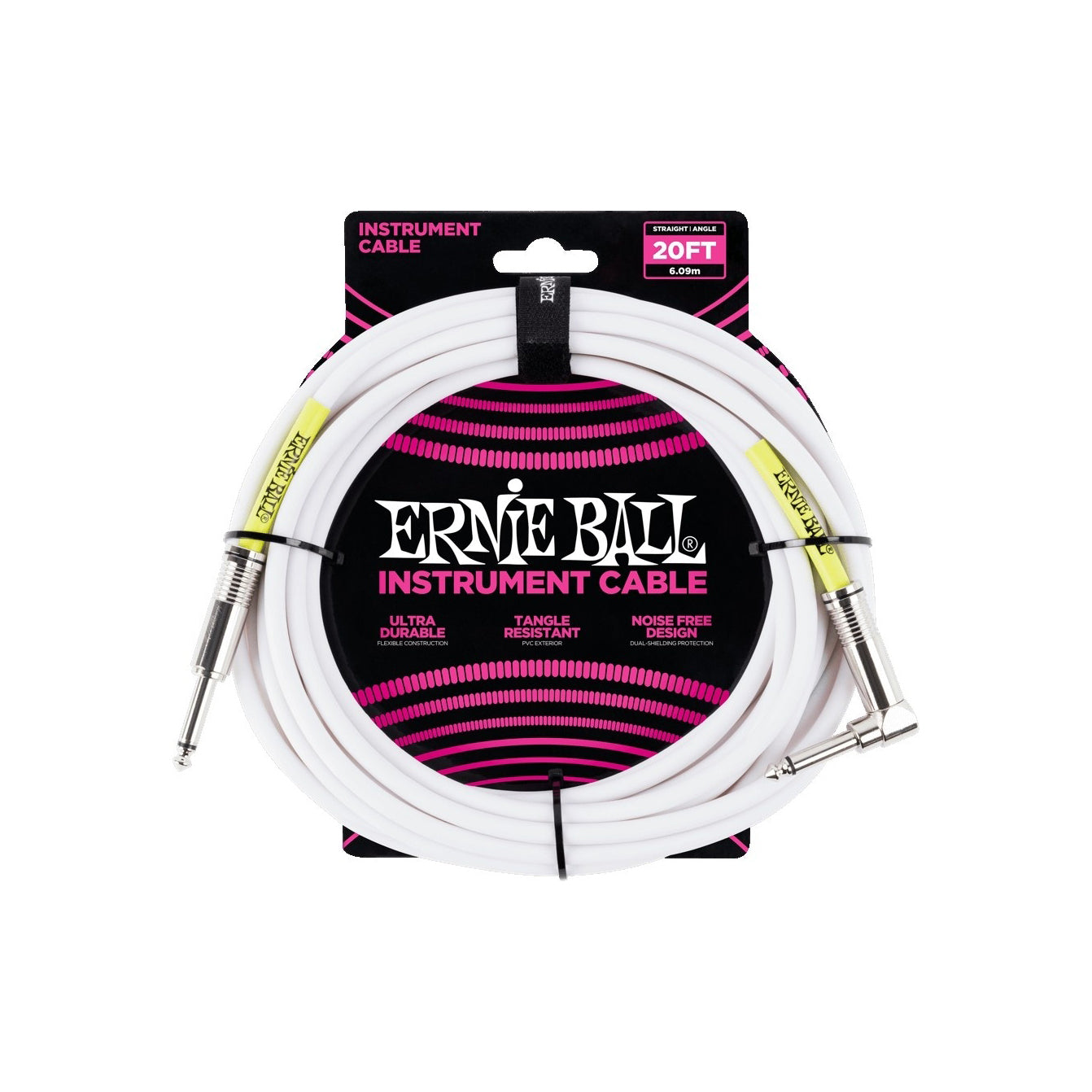 Ernie Ball - 6047 6m Vit Instrumentkabel Tele/Tele - Musik Utan Gränser 