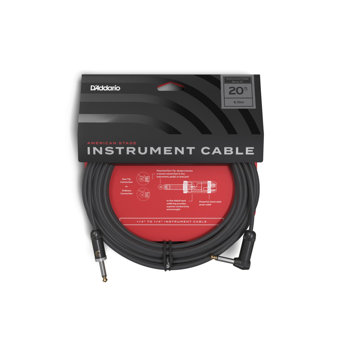 D'Addario - PW-AMSGRR-20 Instrumentkabel 2 vinkl. 6 m - Musik Utan Gränser 