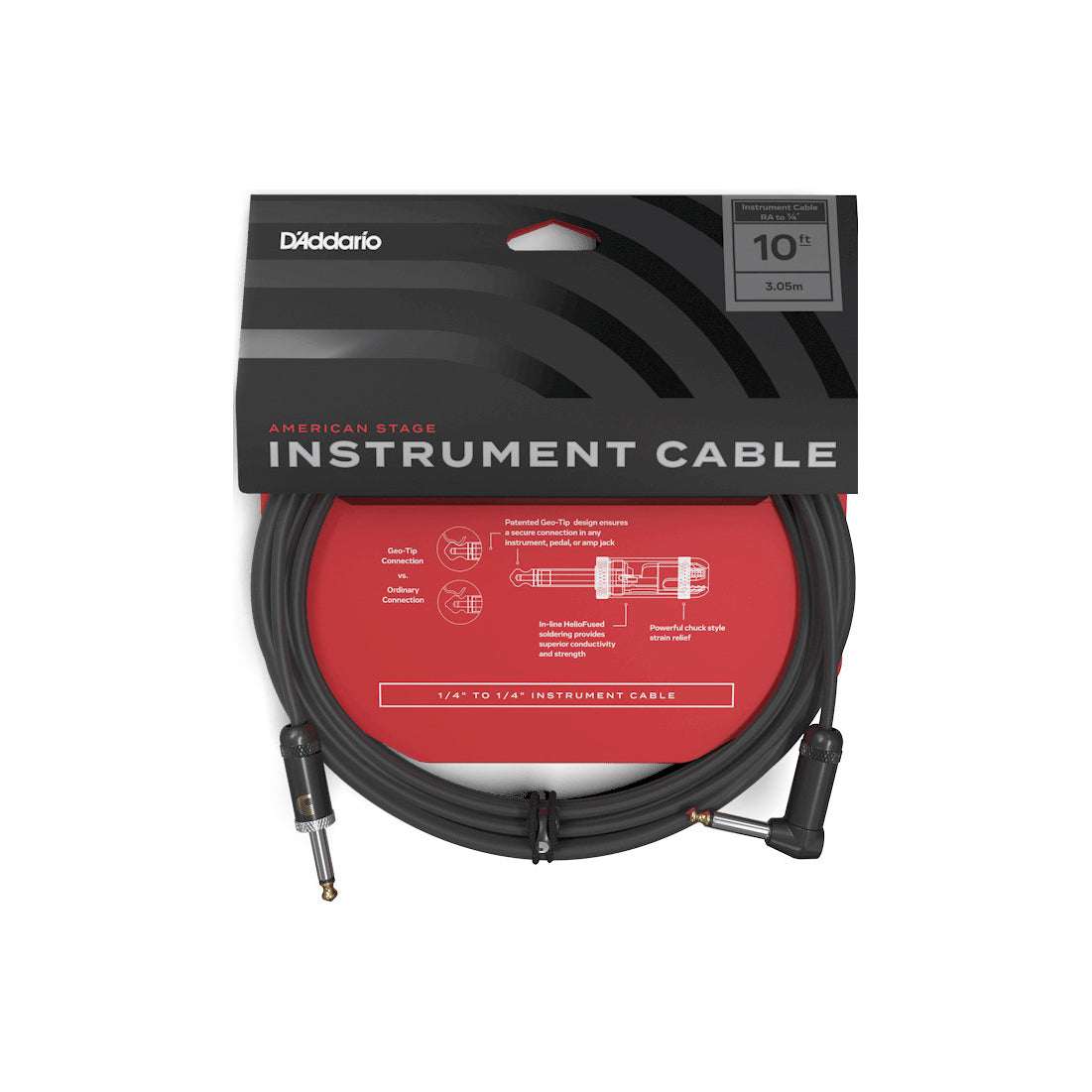 D'Addario - PW-AMSGRR-10 Instrumentkabel 2 vinkl. 3 m - Musik Utan Gränser 