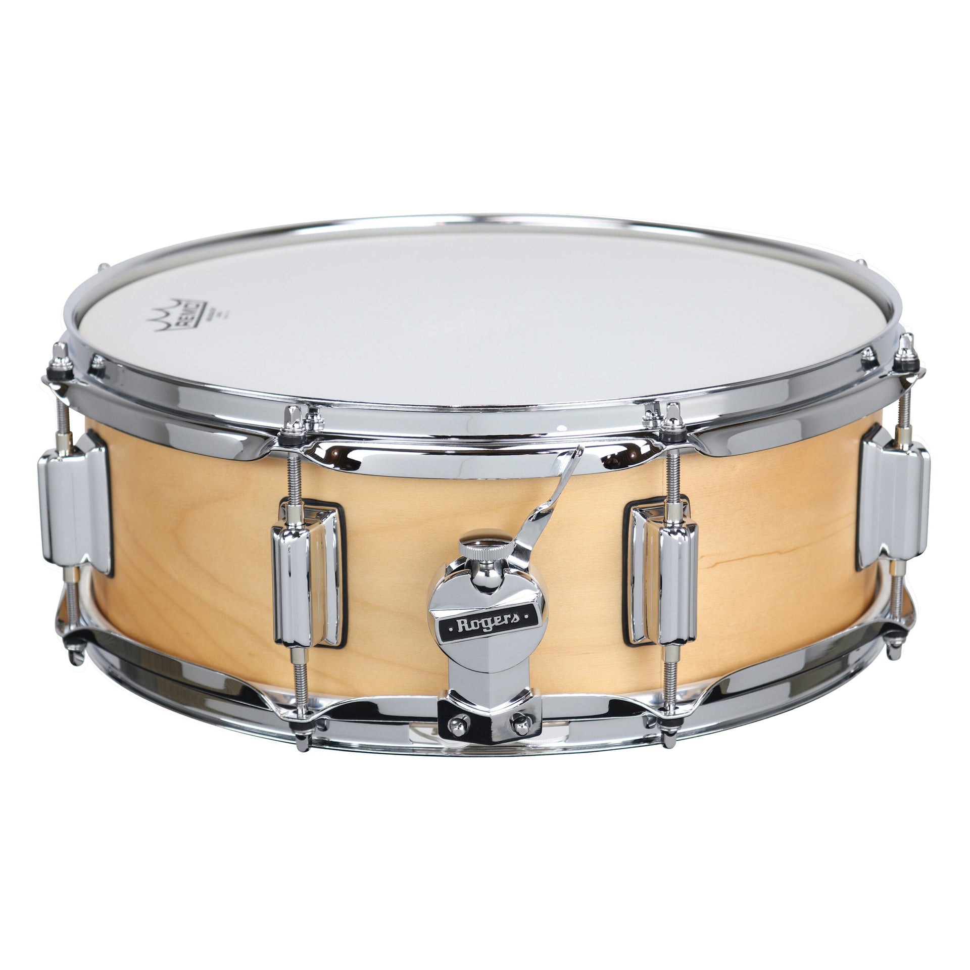 Rogers - Powertone 14×5 Wood Shell Snare, Beavertail lug – Satin Natural - Musik Utan Gränser 