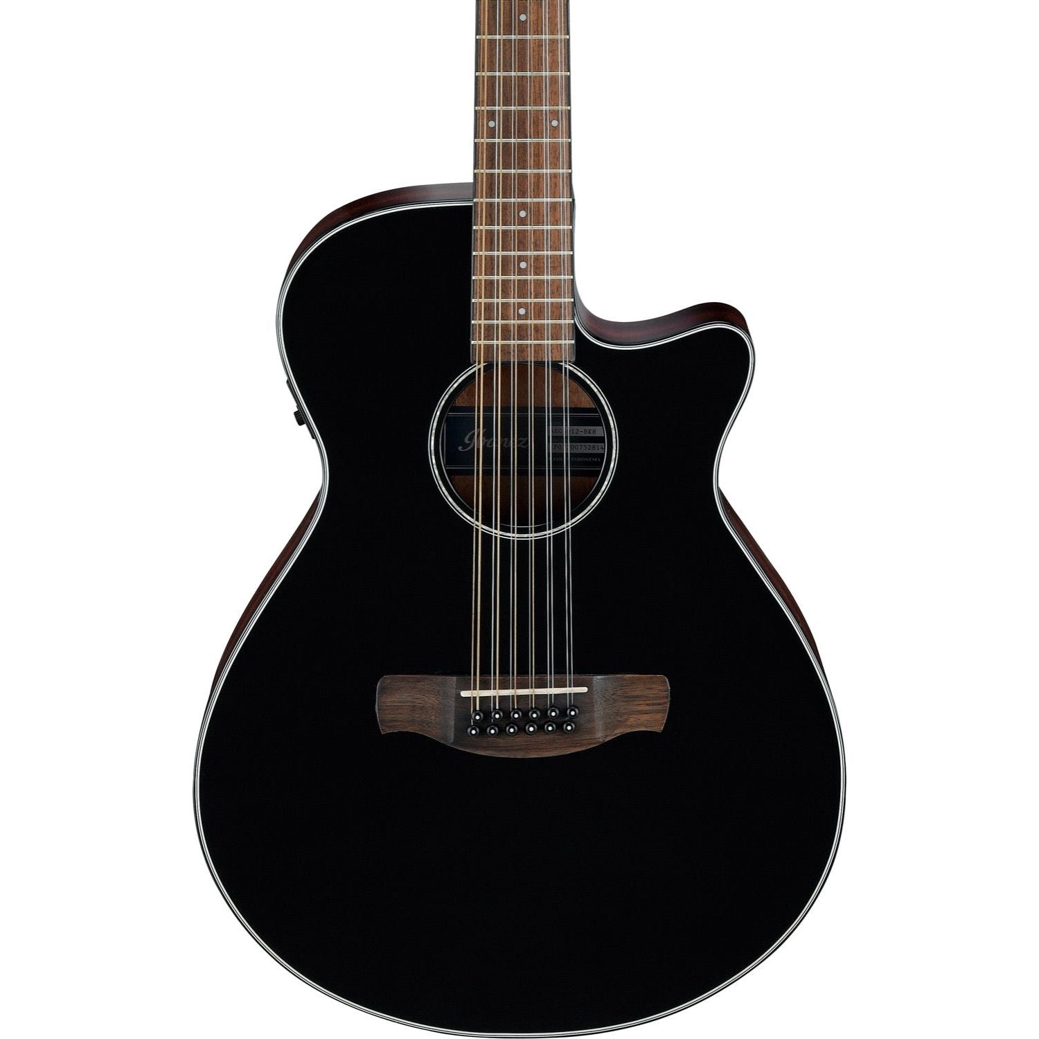 Ibanez - AEG5012-BKH Black High Gloss 12-strängad - Musik Utan Gränser 