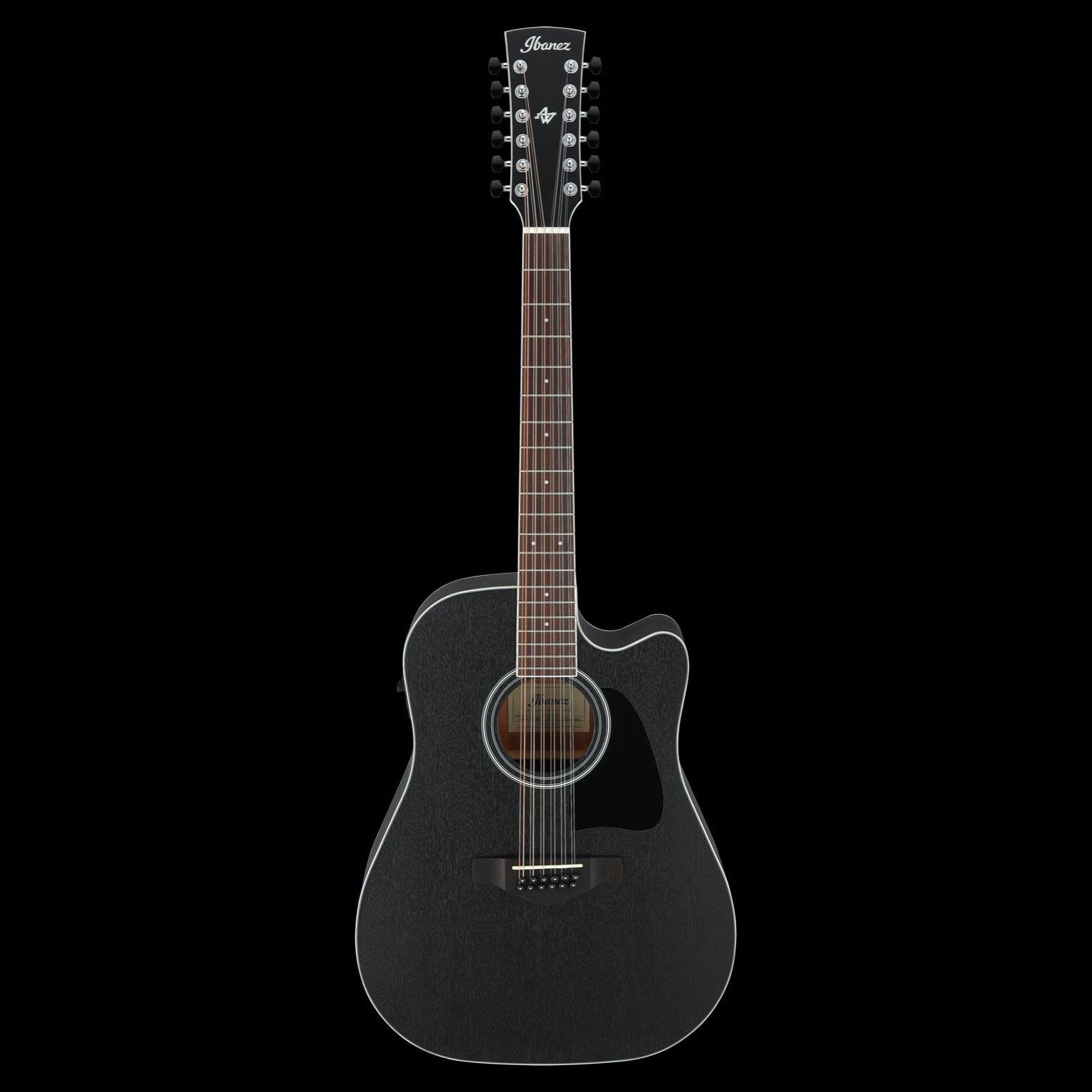 Ibanez - AW8412CE-WK Weathered Black 12-strängad - Musik Utan Gränser 
