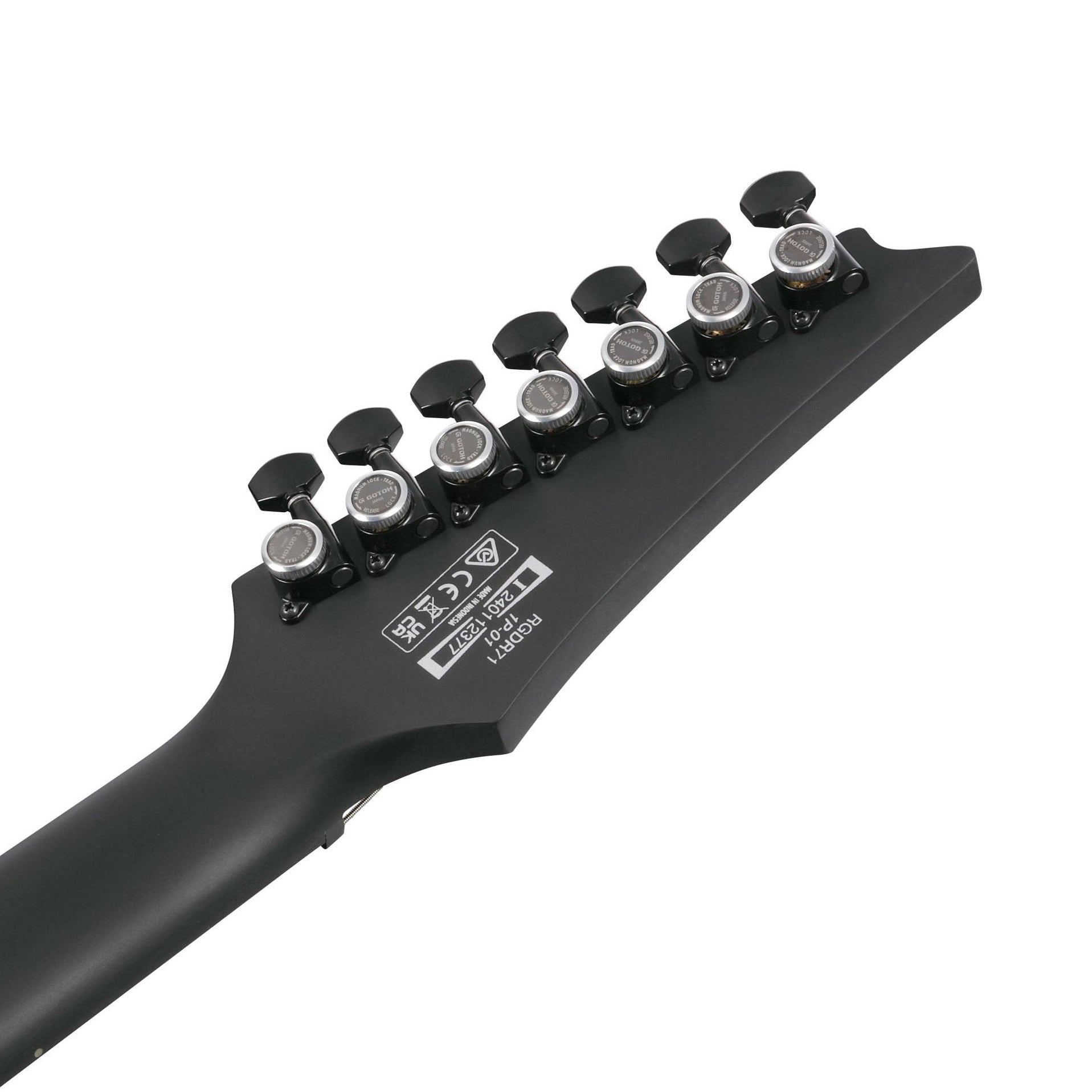 Ibanez - RGDRB71-BKF Black Flat Iron Label 7-strängad - Musik Utan Gränser 