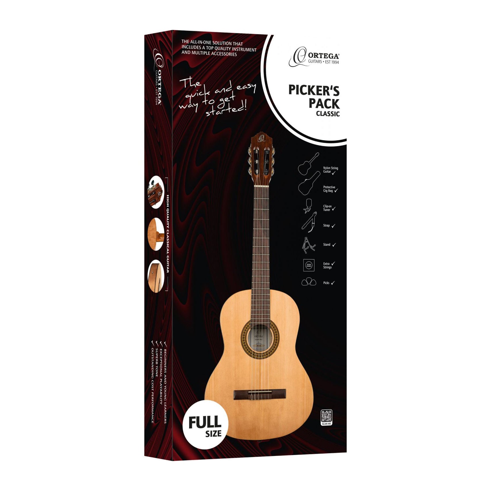 Ortega - Pickers Pack gitarrpaket 4/4 - Musik Utan Gränser 