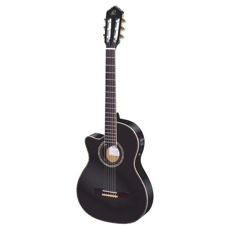Ortega - RCE145LBK 4/4 med mik Thin Left Gloss Black - Musik Utan Gränser 