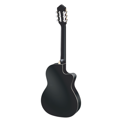 Ortega - RCE145LBK 4/4 med mik Thin Left Gloss Black - Musik Utan Gränser 
