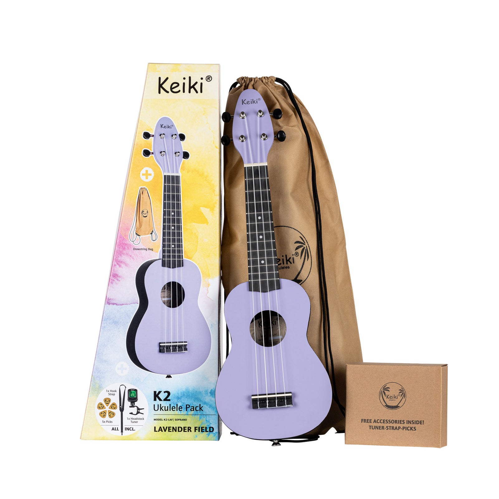 Ortega - K2-LAF Lavender Field ukulele paket - Musik Utan Gränser 