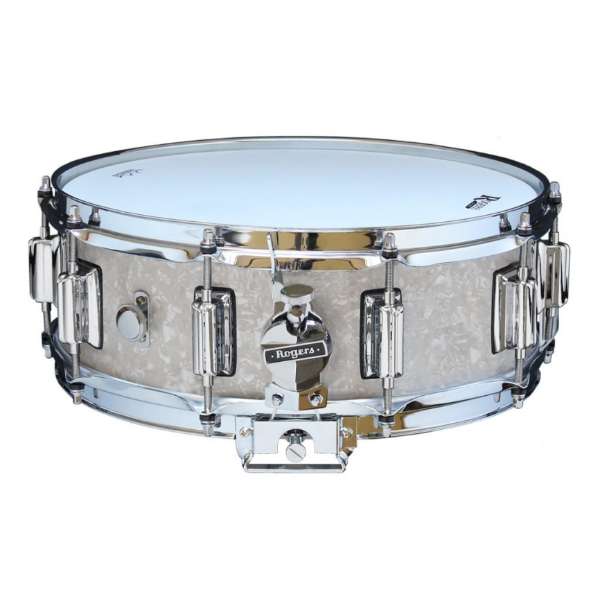 Rogers - DynaSonic 14×5 Wood Shell Snare | Beavertail Lug – White Marine Pearl - Musik Utan Gränser 