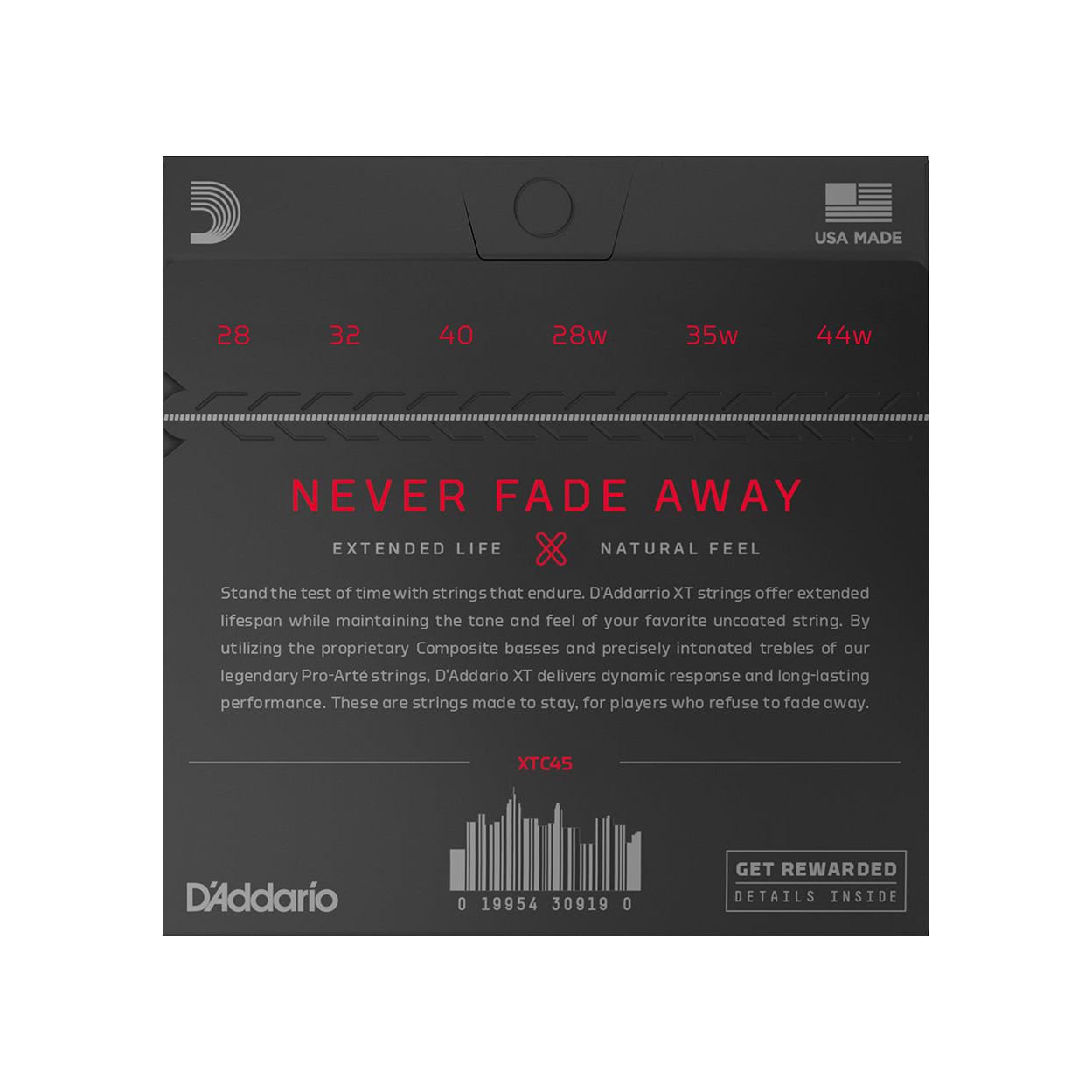 D'Addario - XTC45 Strängset Classic XT Coated Composite Normal - Musik Utan Gränser 