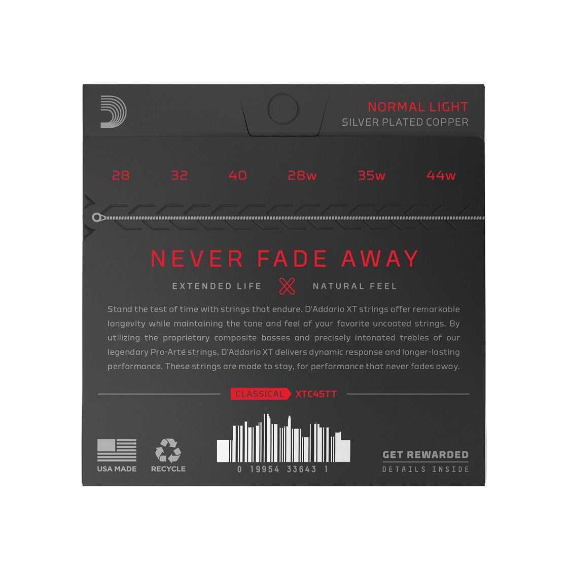D'Addario - XTC45TT Set Classical Guitar XT Coated Dynacore/Titanium Normal Tension - Musik Utan Gränser 