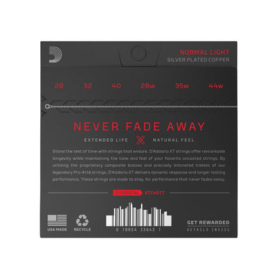 D'Addario - XTC45TT Set Classical Guitar XT Coated Dynacore/Titanium Normal Tension - Musik Utan Gränser 
