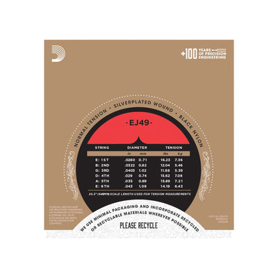 D'Addario - EJ49 Normal Silver/Black - Musik Utan Gränser 