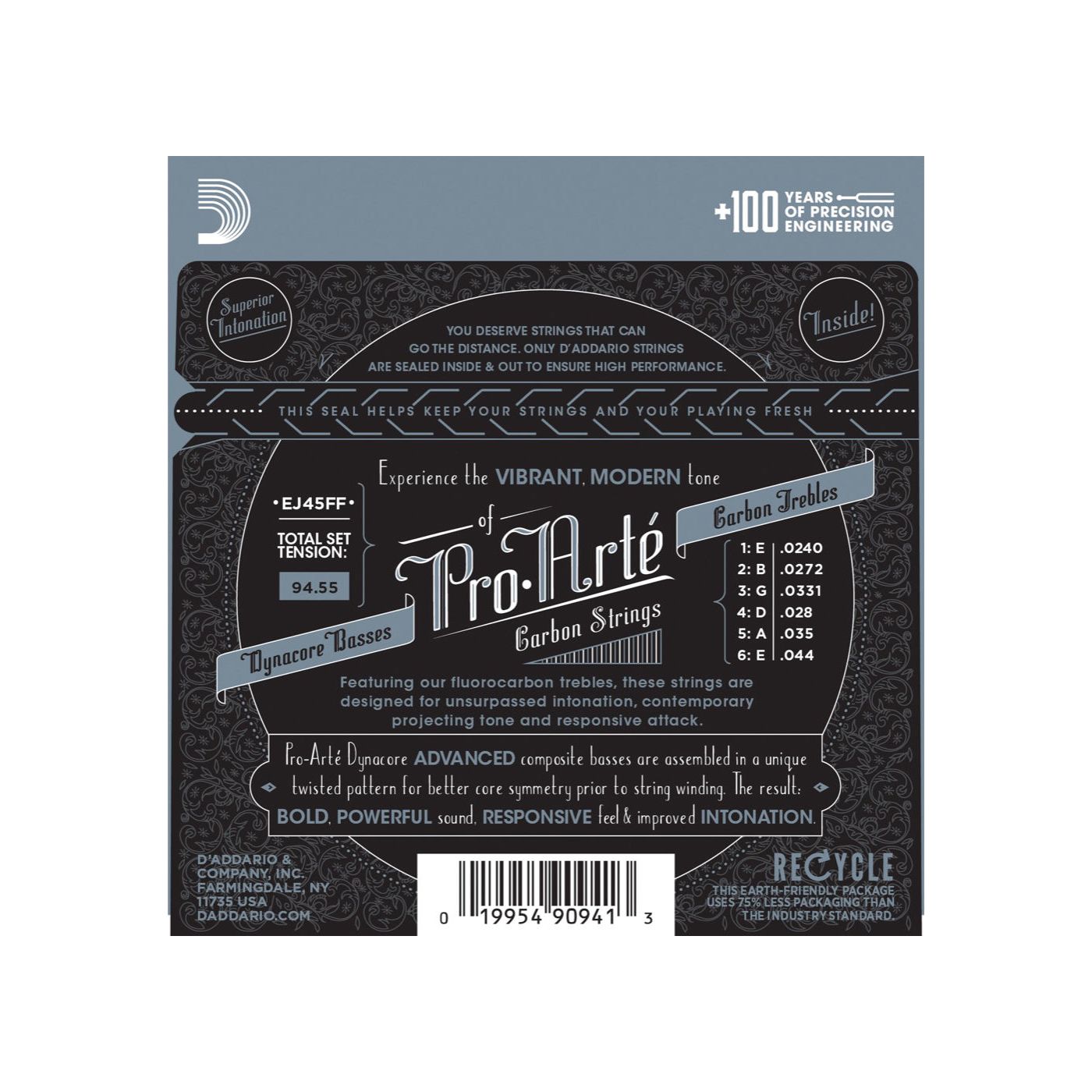 D'Addario - EJ45FF Dynacore/Carbon Normal Tension - Musik Utan Gränser 