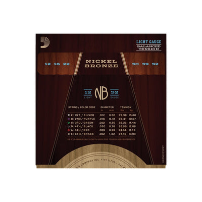 NB1252BT Nickel Bronze Western Set 012-052 Custom Light Balanced Tension