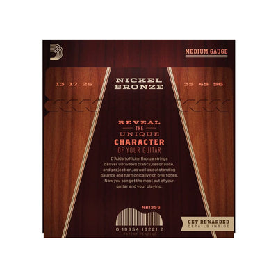 D'Addario - NB1356 Nickel Bronze Western Set 013-056 Medium - Musik Utan Gränser 