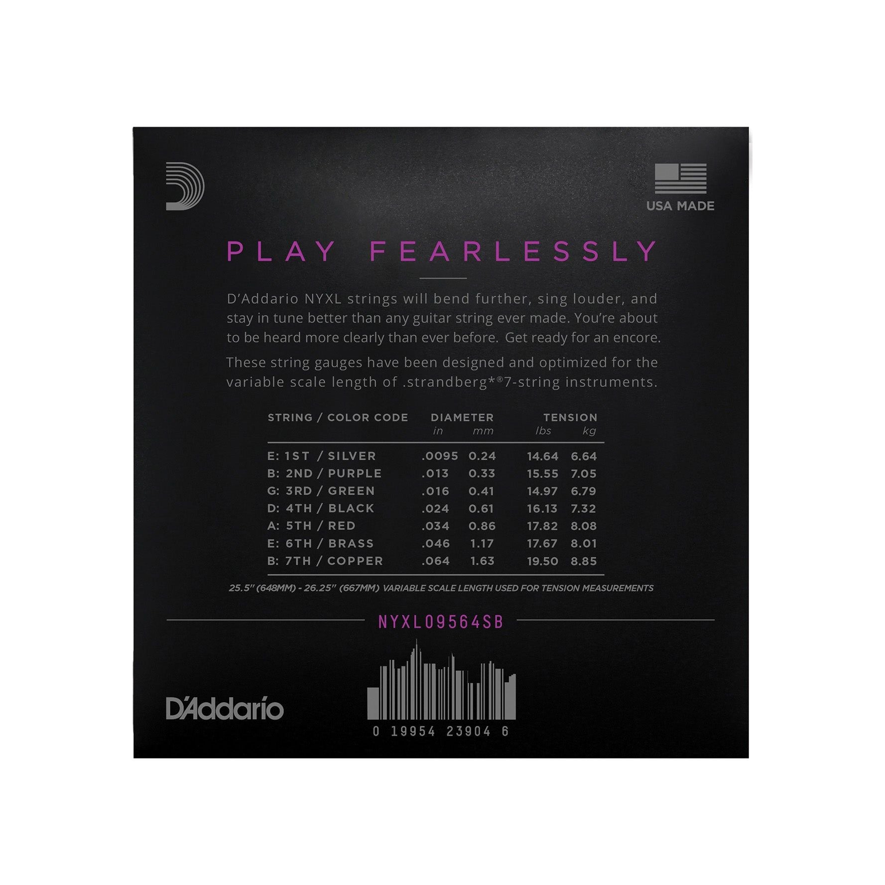 D'Addario - NYXL09564SB 7-str. 0095-064 - Musik Utan Gränser 