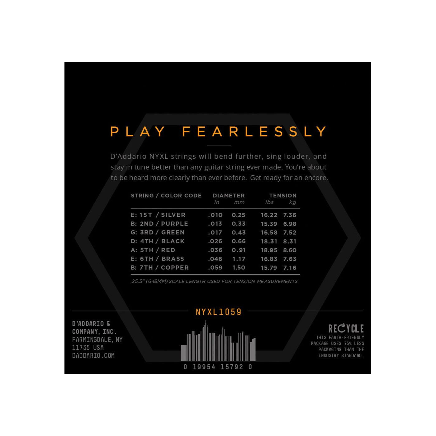 D'Addario - NYXL1059 7-strängset - Musik Utan Gränser 