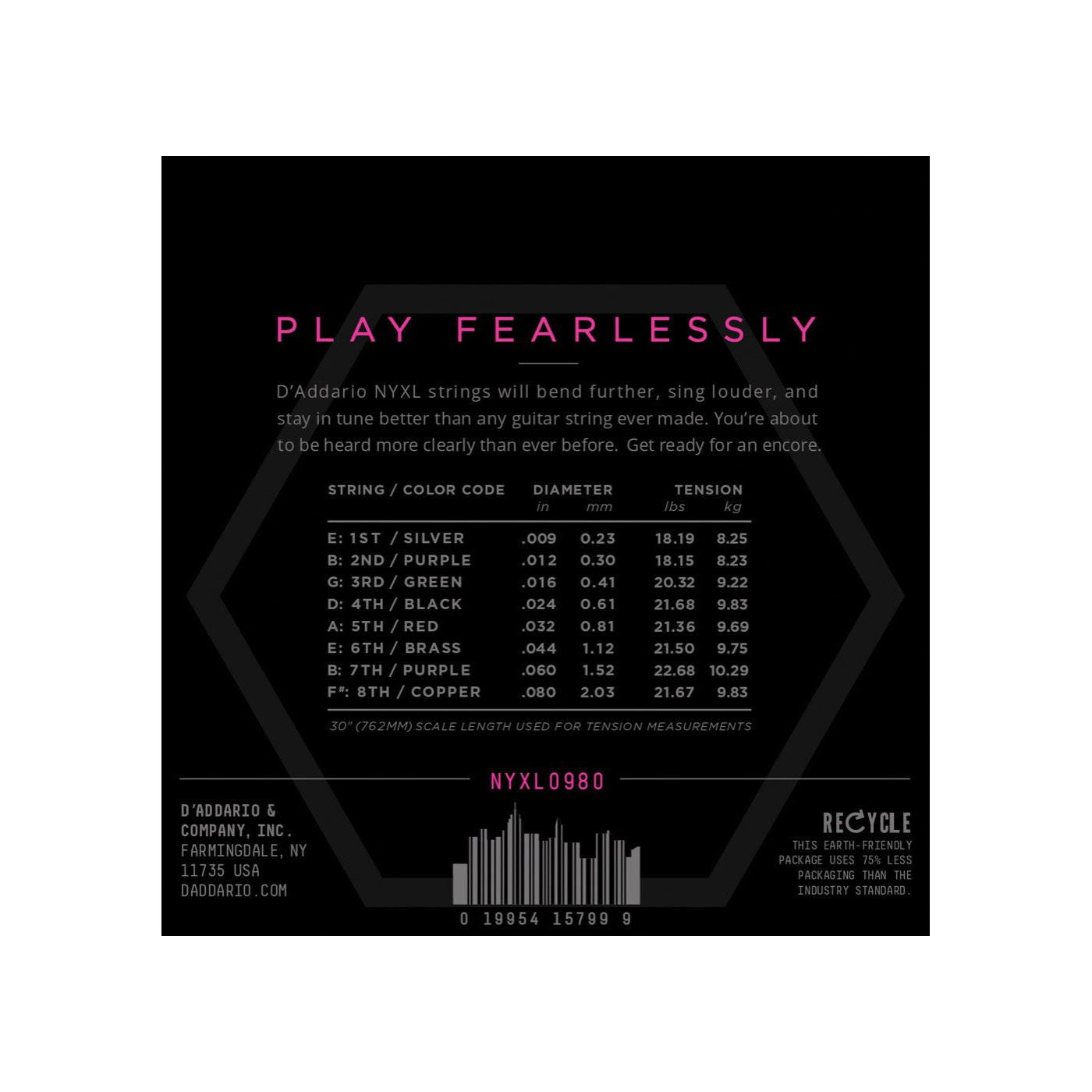 D'Addario - NYXL0980 8-str. 009-080 - Musik Utan Gränser 