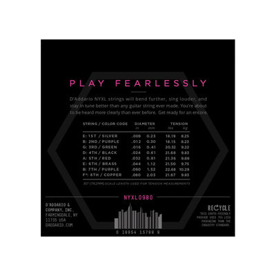 D'Addario - NYXL0980 8-str. 009-080 - Musik Utan Gränser 