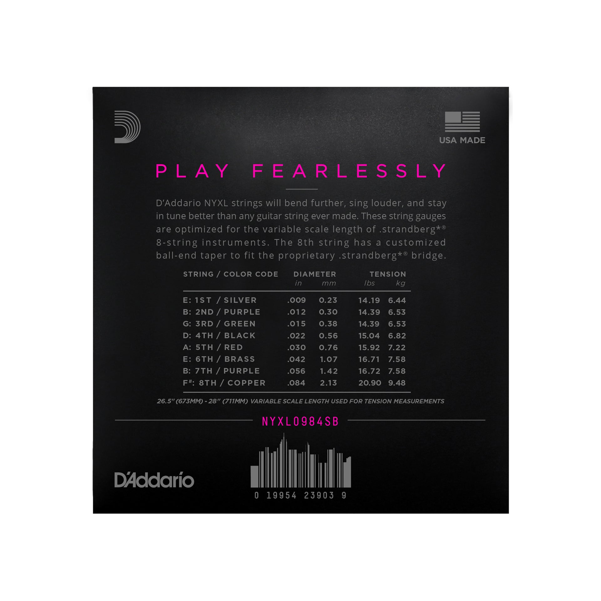 D'Addario - NYXL0984SB 8-str. 009-084 Strandberg - Musik Utan Gränser 