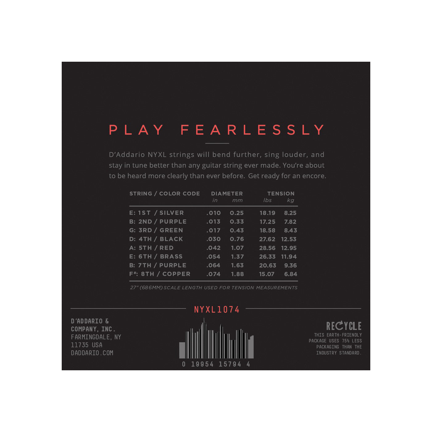 D'Addario - NYXL1074 8-str. 010-074 - Musik Utan Gränser 