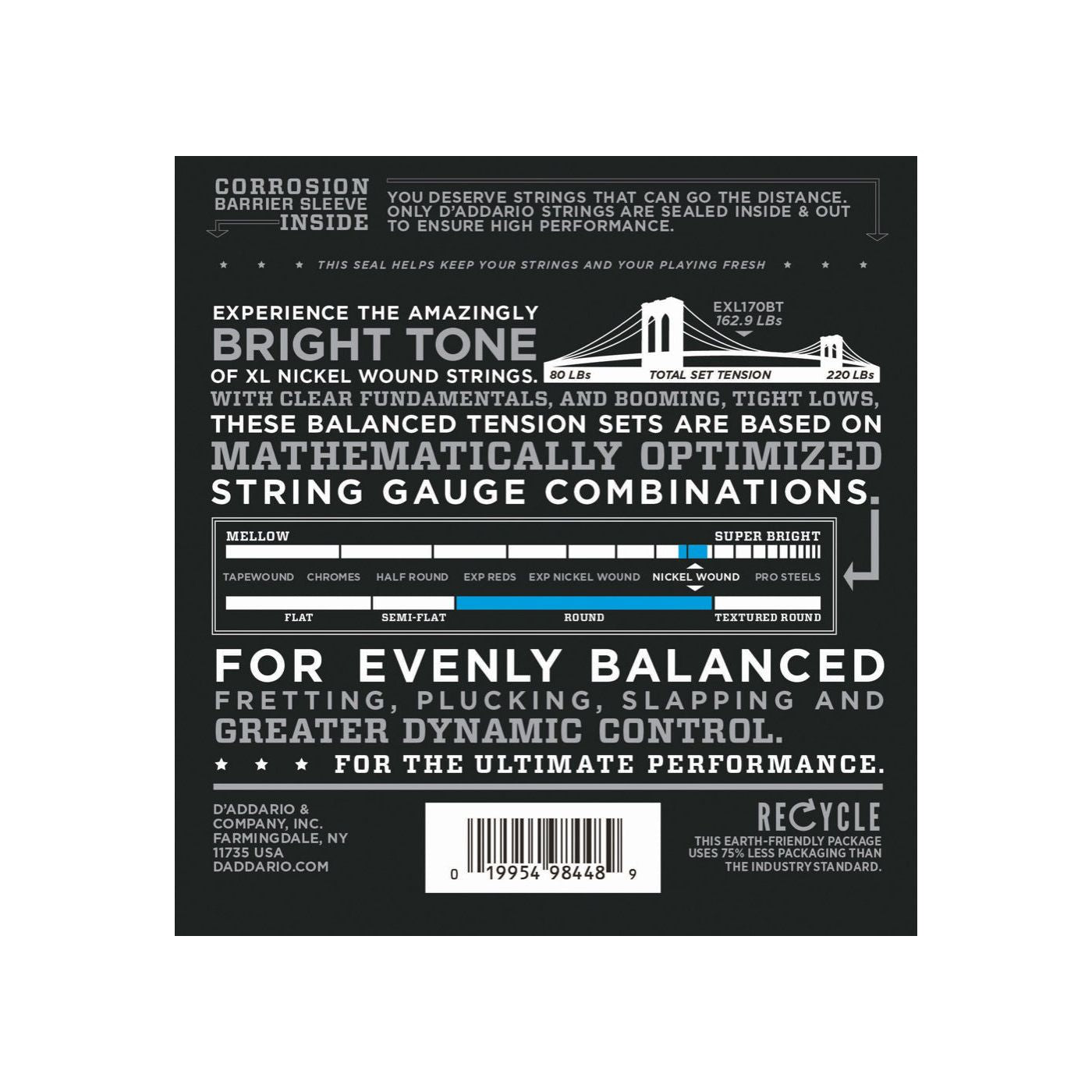 D'Addario - EXL170BT Balanced 045-107 - Musik Utan Gränser 