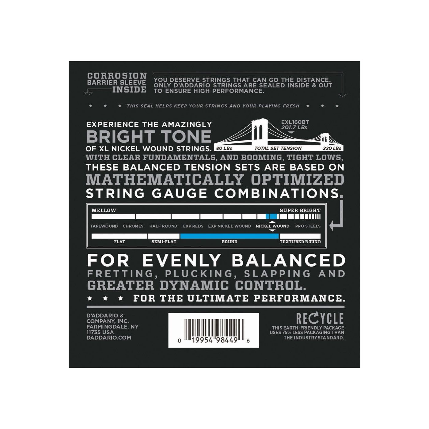 D'Addario - EXL160BT Balanced 050-120 - Musik Utan Gränser 
