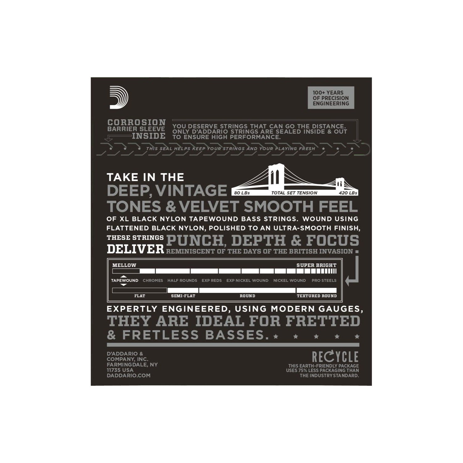ETB92 050–105 Long Scale Black Nylon Tapewound