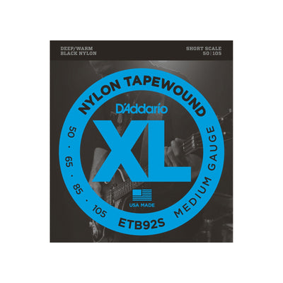 D'Addario - ETB92S 050-105 Short Scale Black Nylon Tapewound - Musik Utan Gränser 
