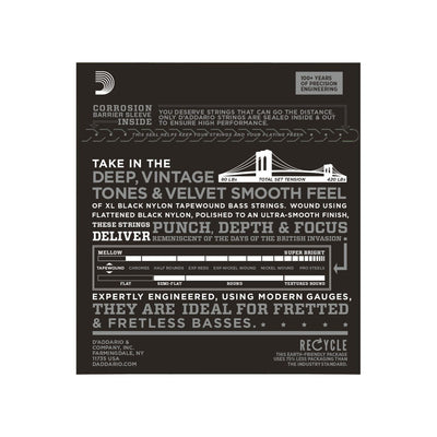 D'Addario - ETB92S 050-105 Short Scale Black Nylon Tapewound - Musik Utan Gränser 