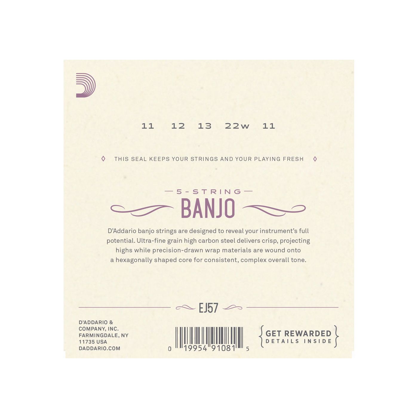 D'Addario - EJ57 011-022 5-string Ögla - Musik Utan Gränser 