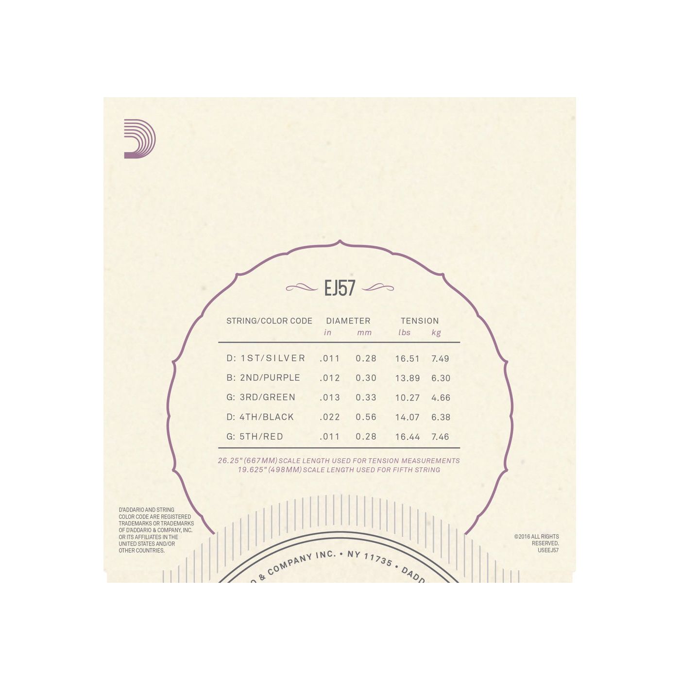 D'Addario - EJ57 011-022 5-string Ögla - Musik Utan Gränser 