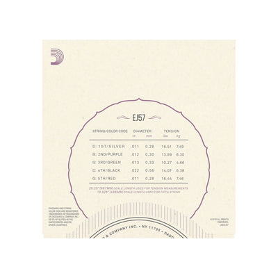 D'Addario - EJ57 011-022 5-string Ögla - Musik Utan Gränser 
