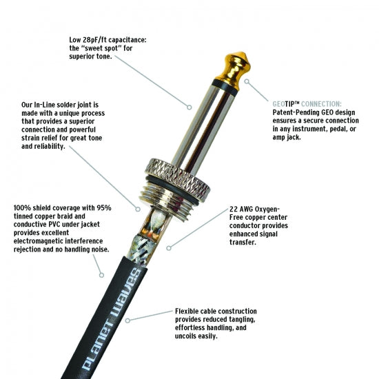 D'Addario - PW-AMSK-30 Instrumentkabel 9m. med kill switch - Musik Utan Gränser 
