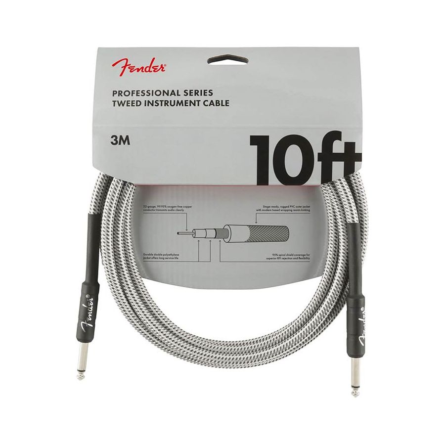 Professional Series Instrument Cables 10' White Tweed
